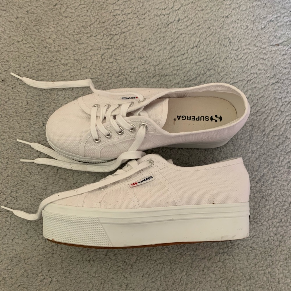 Superga white platform sneakers